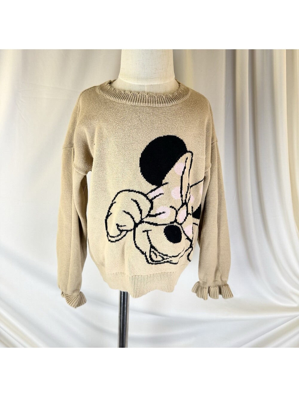 Disney for Baby Gap Toddler Girls 4T Sweater Ruffle Tan Minnie Mouse
